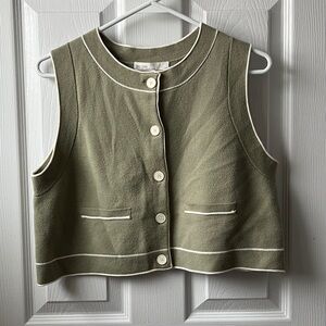 OAK + FORT Sage Green Cropped Knit Vest
